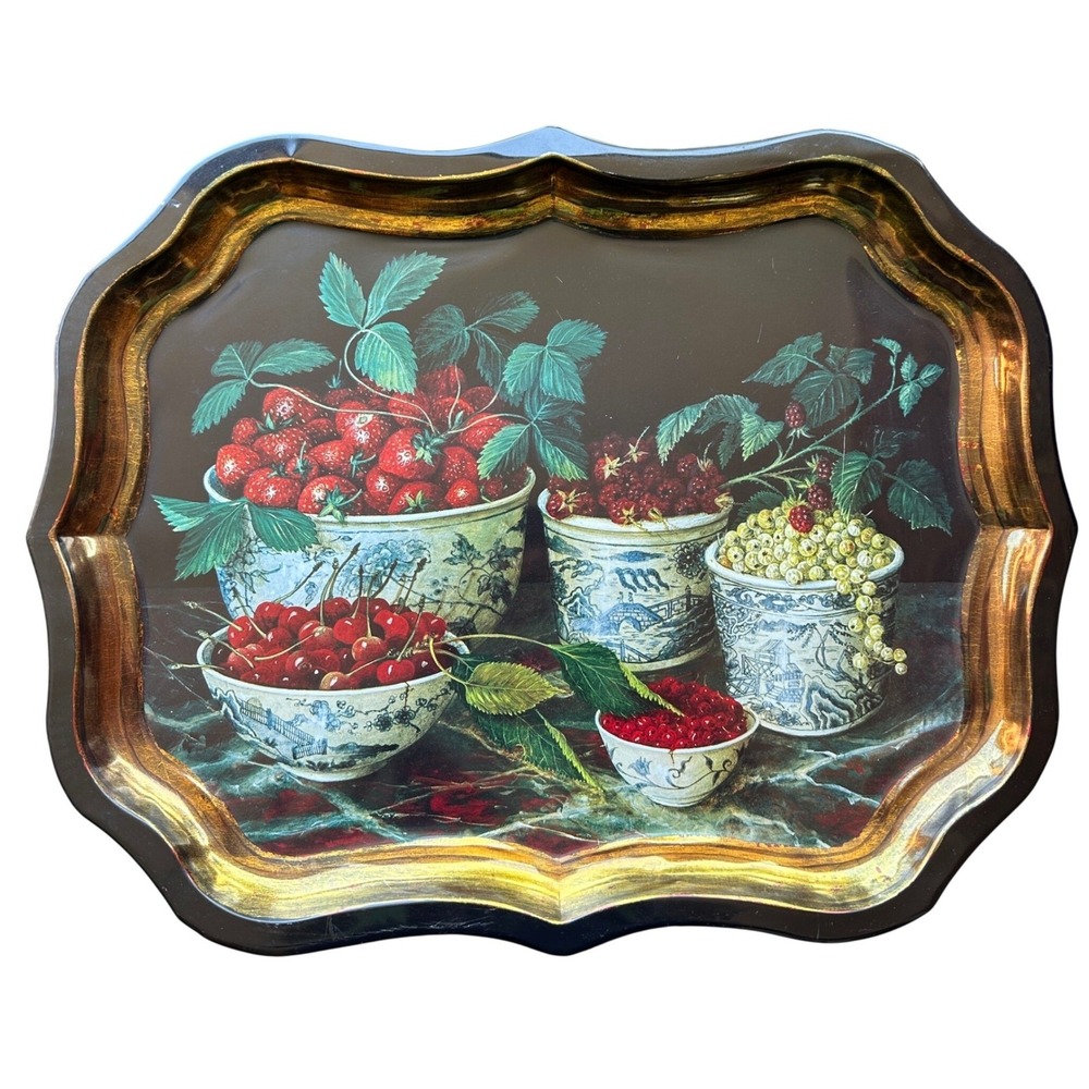 Keller Charles Serving Tray Painting Galley Stephanie Hoppen Fruit Dark Academ